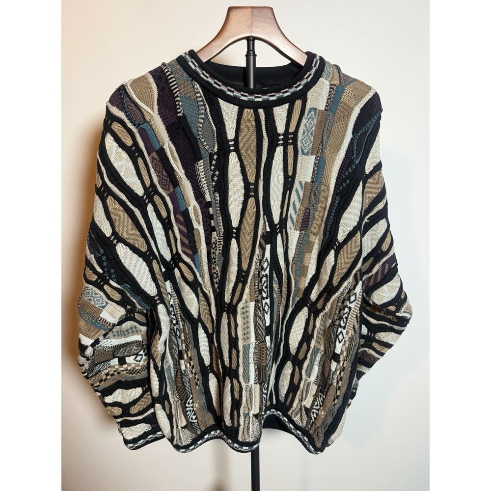 Tundra Coogi Style Sweater Size Xl 3d Knit Made In Canada Vtg Biggie